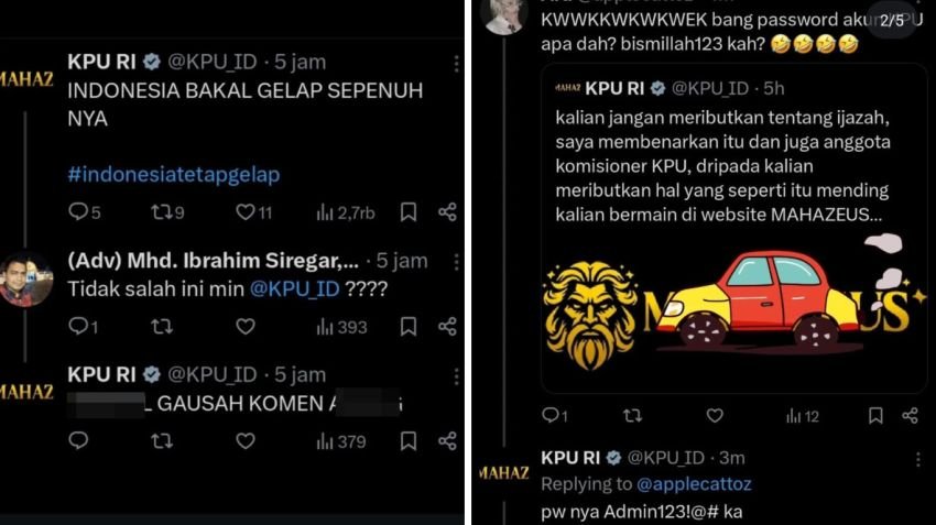Akun X KPU RI Diretas, Sempat Sebar Konten Ijazah dan Judi Online