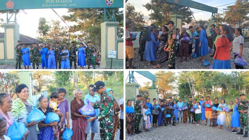 Minggu Berkah, Pos Mahen Satgas Yonif 741/GN Salurkan Bantuan Sembako untuk Lansia di Perbatasan Belu