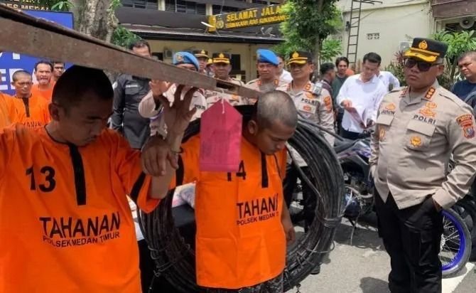 Kapolrestabes Medan Tegas Perlihatkan Hukuman Moral Pada Pelaku Pencurian Kabel dan Pintu
