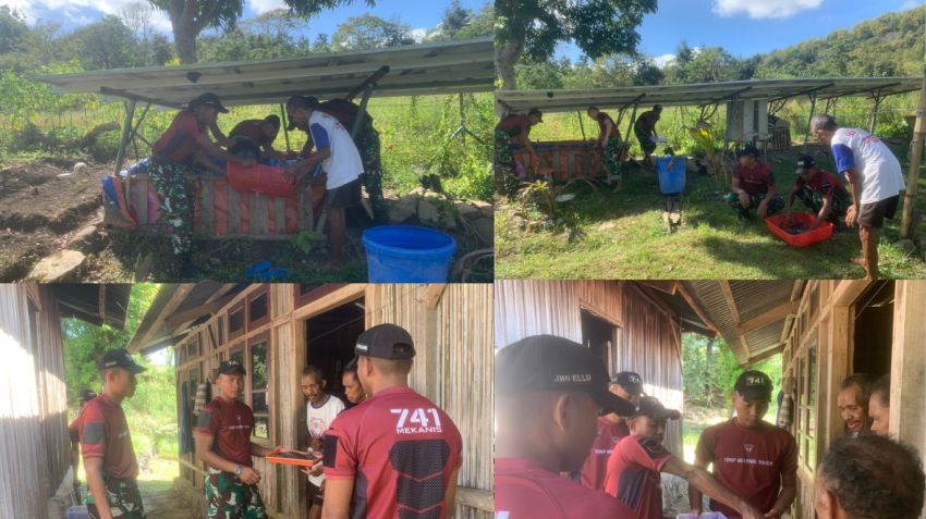 Pos Dafala Panen Ikan Lele dan Bagikan Hasilnya untuk Warga Perbatasan di Belu