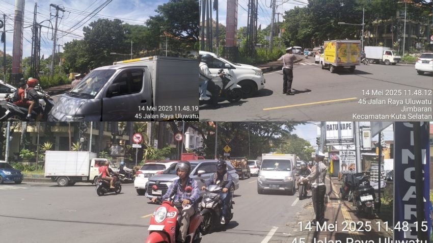 Atur Arus Lalin Peningkatan Imbas Pujawali di Pura Luhur Uluwatu, Polsek Kuta Selatan Siagakan Personel Lantas