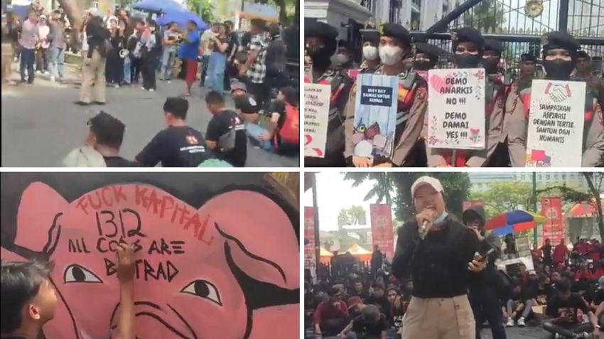 Ratusan Buruh Duduki Jalan Imam Bonjol Medan, DPRD Sumut Dikepung Aksi Damai