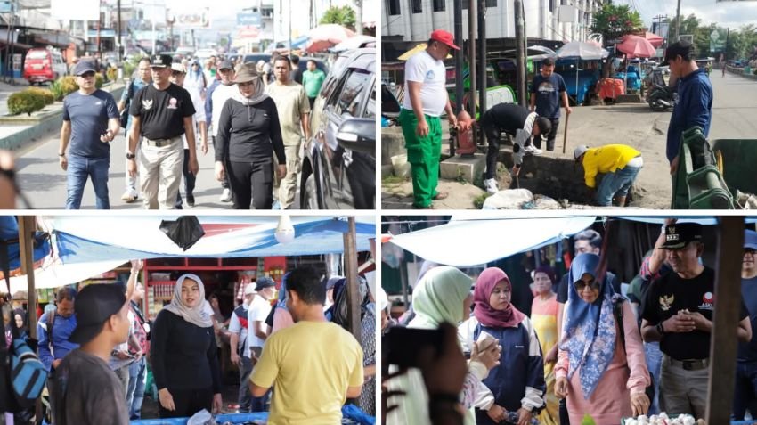 Bupati dan Wakil Bupati Madina Pimpin Gotong Royong Bersihkan Pasar Baru Panyabungan