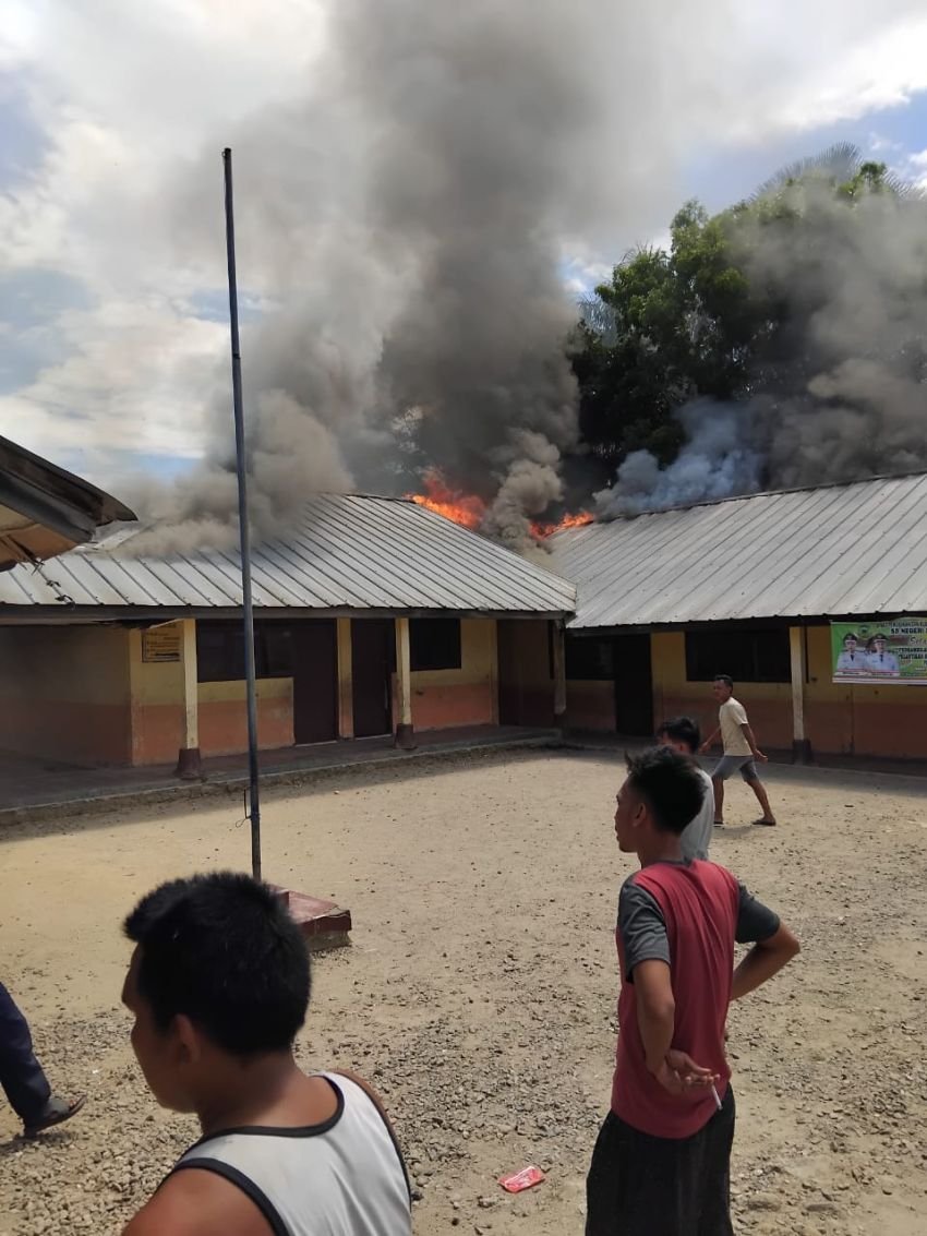 Tujuh Ruang Kelas SDN 1203 Padang Hasior Ludes Terbakar, Penyebab Masih Diselidiki