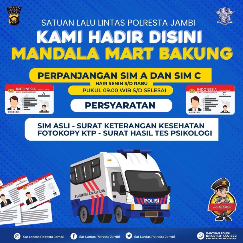 Satuan Lalu Lintas Polresta Jambi Hadirkan Layanan Gerai Perpanjangan SIM di Mall untuk Memudahkan Masyarakat