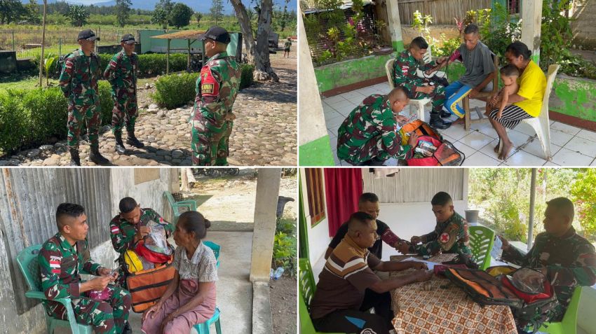 Peduli Kesehatan Masyarakat, Pos Nunura Satgas Yonif 741/GN Gelar Pelayanan Kesehatan Keliling di Desa Tohe