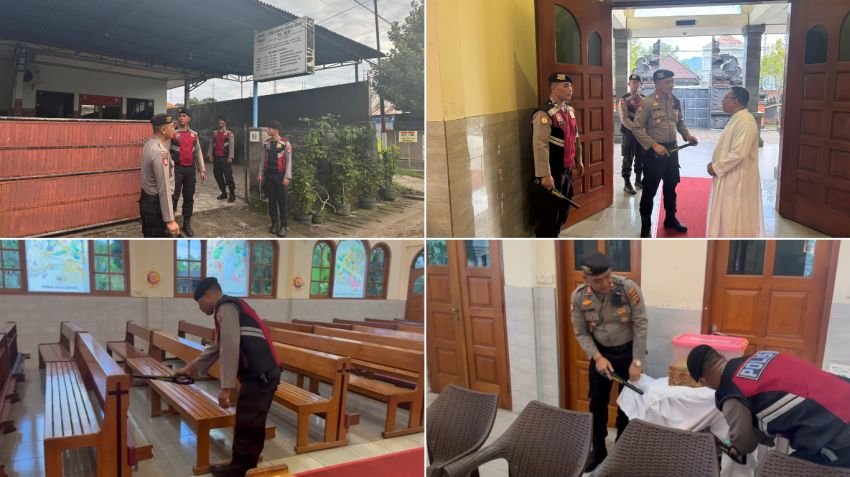 Polres Jembrana Sterilisasi Gereja Jelang Kenaikan Isa Almasih, Pastikan Ibadah Umat Aman dan Khidmat