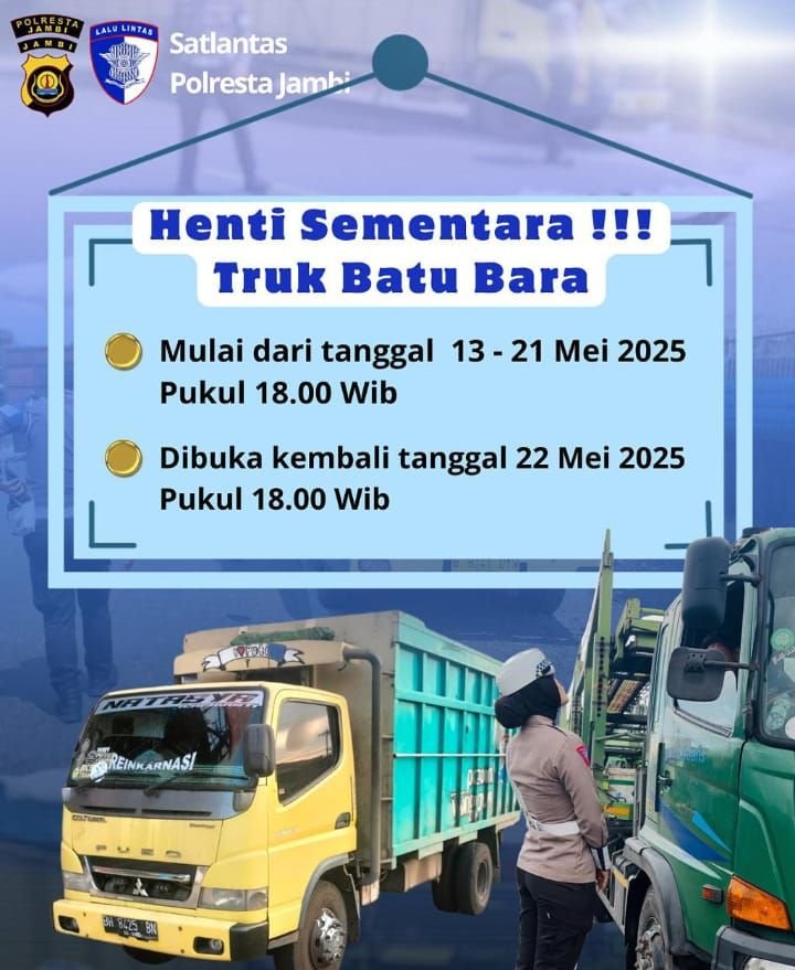 Demi Kenyamanan Calon Jamaah Haji 2025, Angkutan Batubara Dihentikan Sementara di Jambi