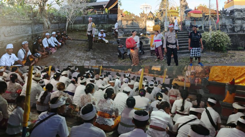 Sinergi Polri dan Pecalang Amankan Pujawali di Pura Dalem Yeh Sumbul