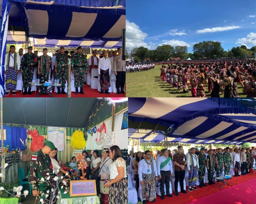 Satgas Yonif 741/GN dan Ribuan Pelajar Peringati Hardiknas 2025 di Perbatasan Belu, NTT