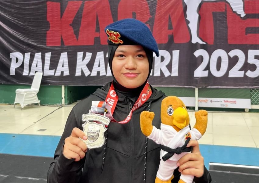 Bripda Mentari, Polwan Cantik dari Polda Aceh Sabet Juara II Karate di Piala Kapolri 2025