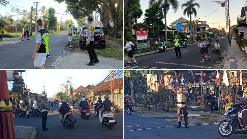 Personel Polsek Bangli Laksanakan Pengaturan Lalu Lintas Pagi, Wujud Nyata Pelayanan Kepada Masyarakat