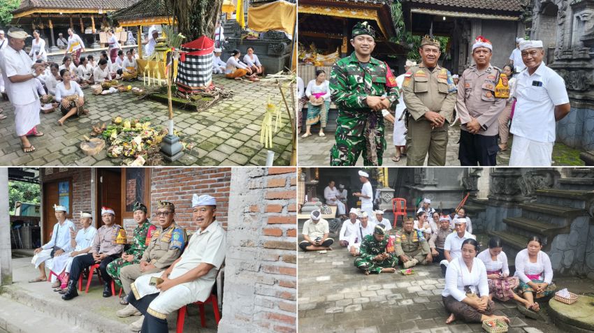 Babinsa Desa Budeng Hadiri Persembahyangan Penutupan Rangkaian Ngenteg Linggih di Pura Gede
