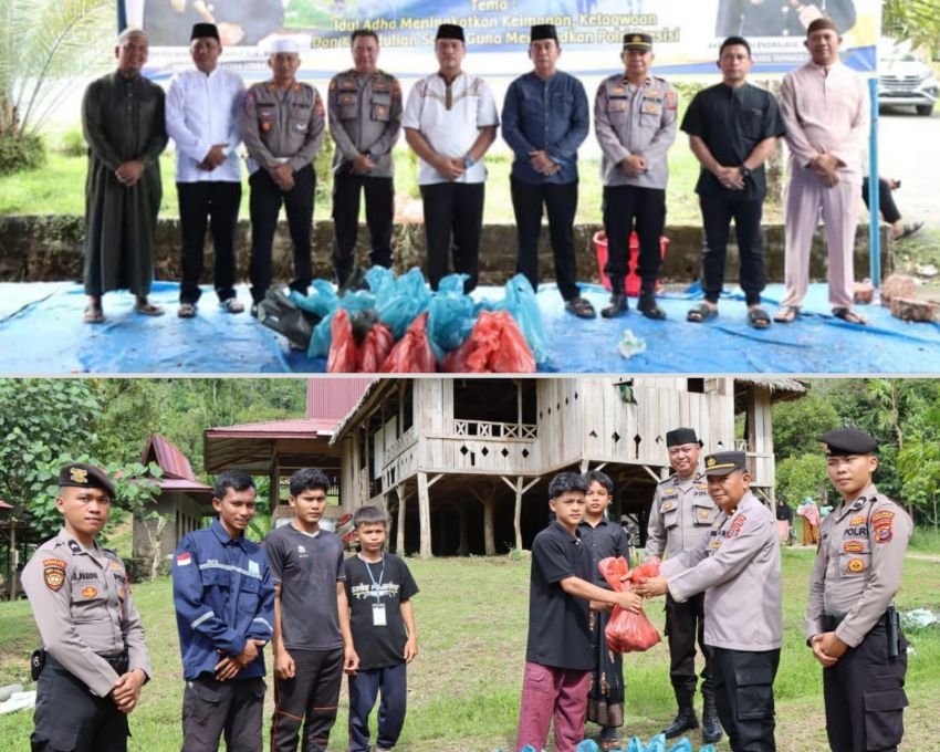 Rayakan Idul Adha 1446 H, Polres Tapteng Sembelih 7 Ekor Hewan Kurban dan Salurkan ke Masyarakat