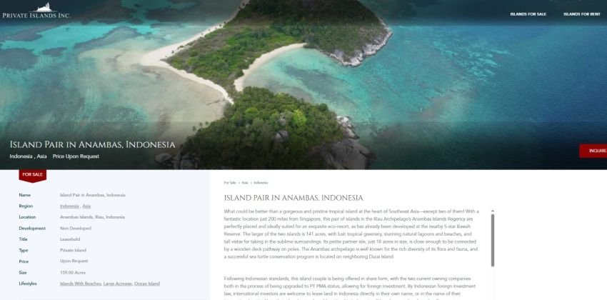 Heboh Empat Pulau di Anambas Ditawarkan di Situs Asing, KKP: Milik Negara, Tak Bisa Dijual!