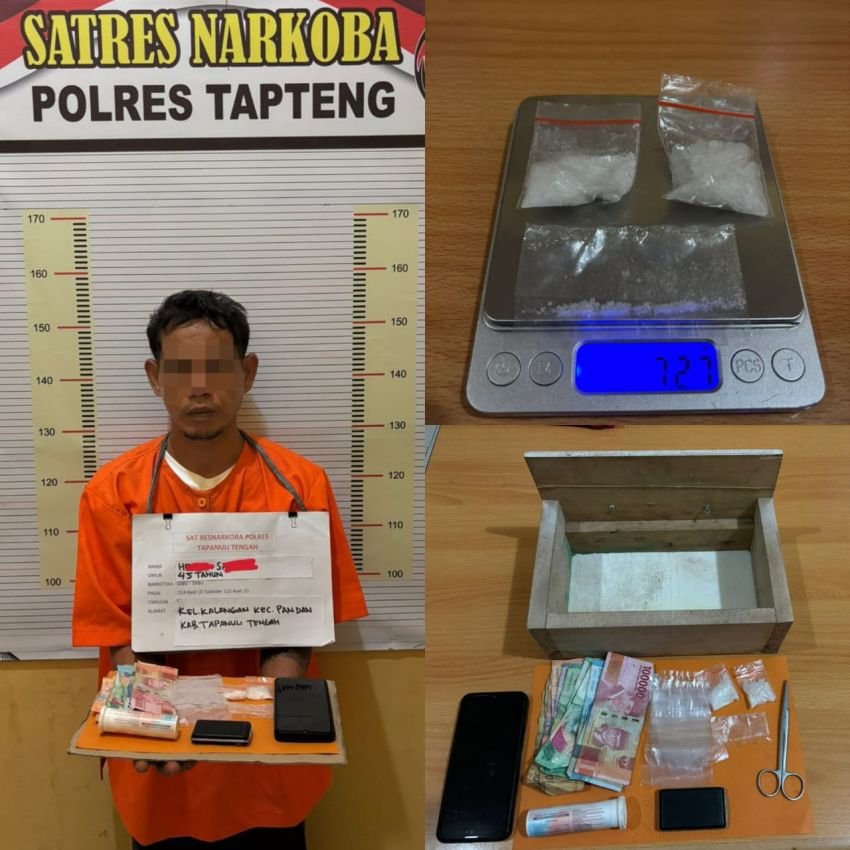 Sat Narkoba Tapteng Bekuk Pengedar Sabu di Kalangan, 7,27 Gram Barang Bukti Diamankan