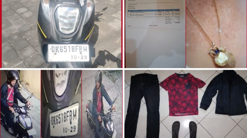 Polsek Denpasar Selatan Tangkap Jambret Kalung Emas Milik WNA Inggris di Sanur