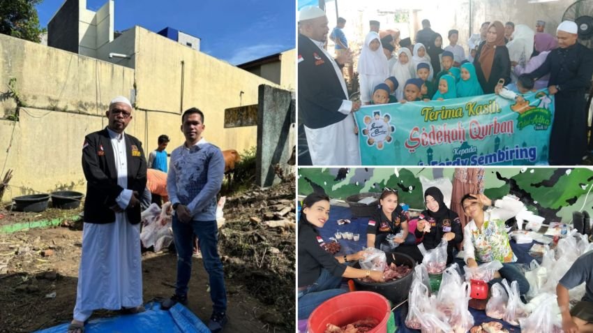 GRIB Jaya Medan Sembelih 19 Hewan Kurban, Bagikan Daging ke Warga Tanpa Pandang Latar Belakang