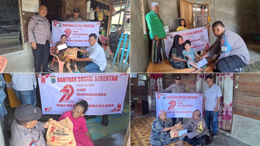 Polsek Batangtoru Salurkan Bantuan Sosial untuk Warga Kurang Mampu dalam Rangka Hari Bhayangkara ke-79
