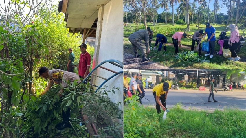 Peringati Hari Lingkungan Hidup Sedunia, Kapolres Jembrana Terjunkan Bhabinkamtibmas Gotong Royong Bersama Warga