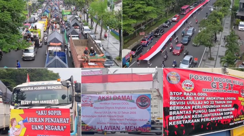 Ribuan Sopir Truk di Jawa Timur Tolak Penuh Kebijakan ODOL, Lalu Lintas Surabaya Lumpuh