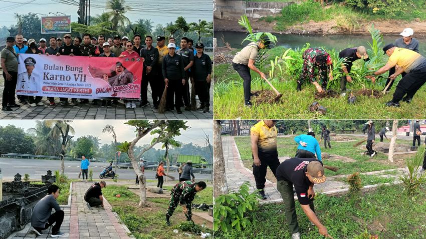Peringati Bulan Bung Karno, Warga Desa Tukadaya Gelar Aksi Gotong Royong dan Tanam Pohon