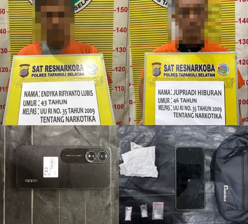 PNS dan Seorang Pria Ditangkap Polsek Padang Bolak Terkait Kasus Narkoba di Paluta