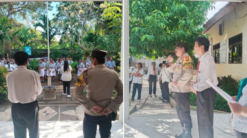 Bhabinkamtibmas Dangri Kelod Imbau Siswa SMP PGRI 6 Denpasar Rayakan Kelulusan Secara Bijak