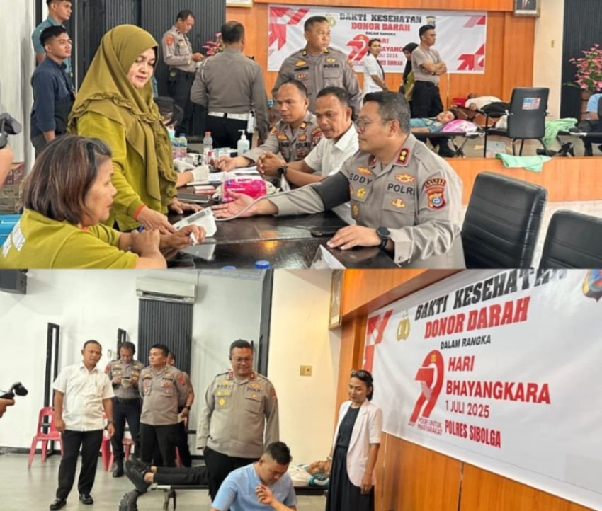 Polres Sibolga Gelar Bakti Kesehatan Donor Darah Sambut Hari Bhayangkara ke-79