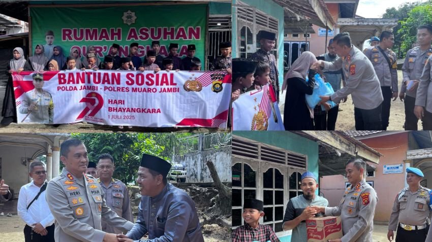 Polres Muaro Jambi Salurkan Bantuan Sosial ke Rumah Tahfiz Gaza Sambut Hari Bhayangkara ke-79