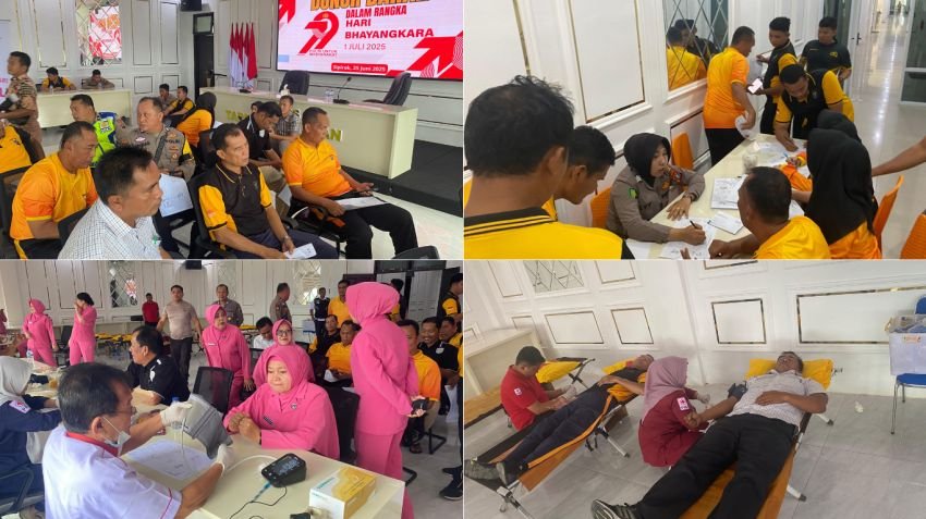 Polres Tapanuli Selatan Gelar Donor Darah Bersama PMI dalam Rangka HUT Bhayangkara ke-79