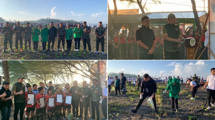 Dandim 1617/Jembrana Meriahkan Beach Clean Up Peringatan Hari Lahir Pancasila dan 100 Hari Kerja Bupati
