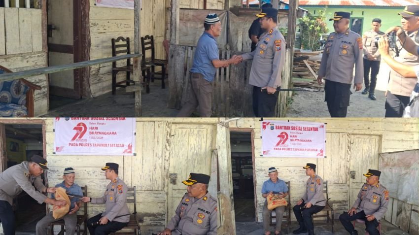 Bansos HUT Bhayangkara ke-79, Kapolres Tapsel Kunjungi dan Bantu Pensiunan Polri Sipirok