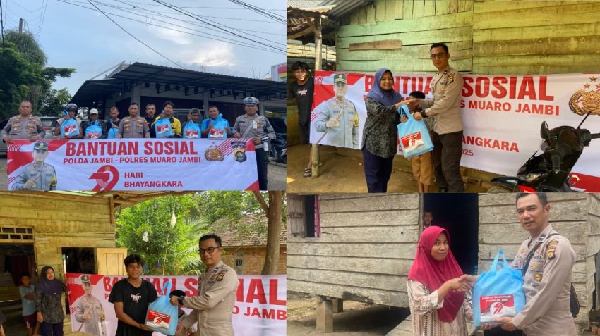Peringati Hari Bhayangkara ke-79, Polres Muaro Jambi Salurkan 50 Paket Sembako ke Warga Kurang Mampu