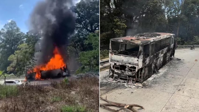 Bus Pariwisata Terbakar di Jalur Medan&ndash;Berastagi, 40 Penumpang Selamat dari Kepungan Api