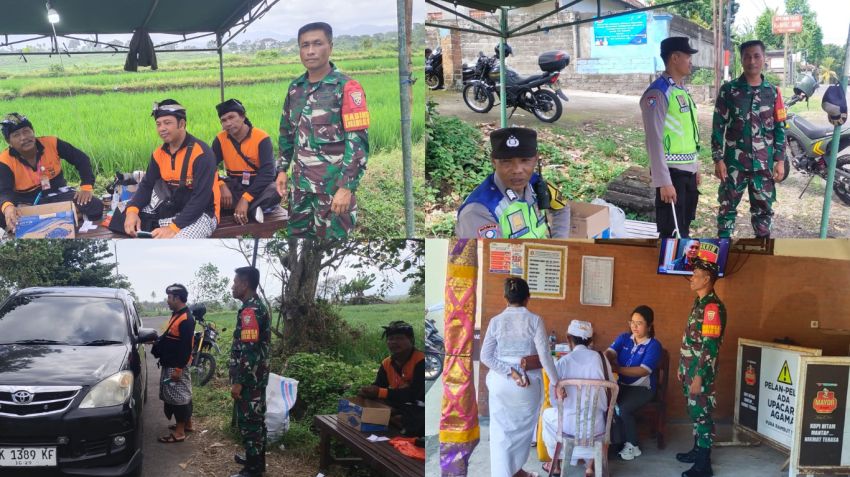 Sinergi TNI-Polri dan Pecalang Kawal Pujawali Pura Rambut Siwi di Jembrana, Upacara Berjalan Khidmat