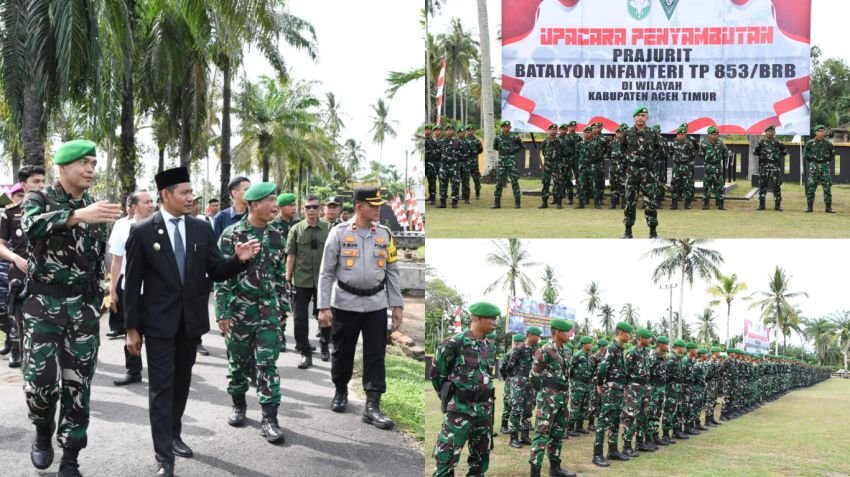 Wakil Bupati Aceh Timur Pimpin Penyambutan 423 Prajurit Yon-TP 853/Bawar Reje Bur