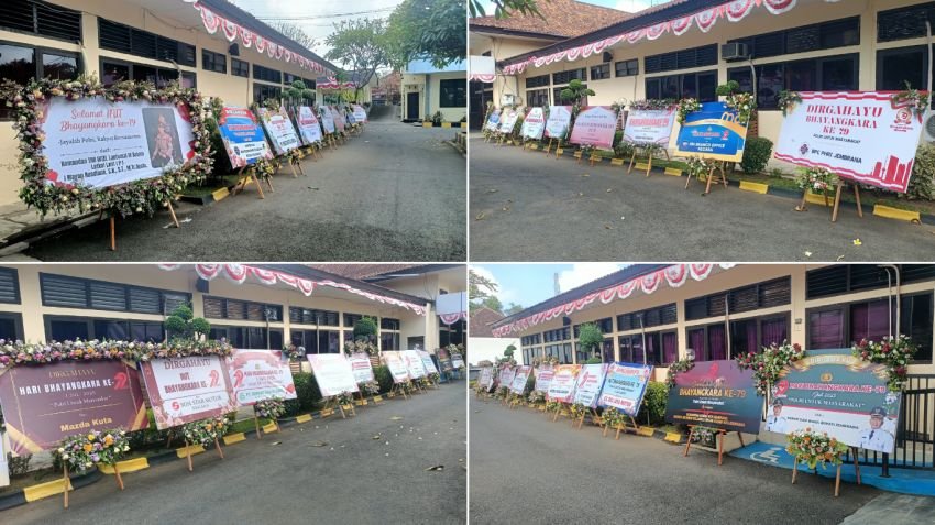 Rayakan Hari Bhayangkara ke-79, Mapolres Jembrana Dipenuhi Karangan Bunga dari Berbagai Elemen Masyarakat