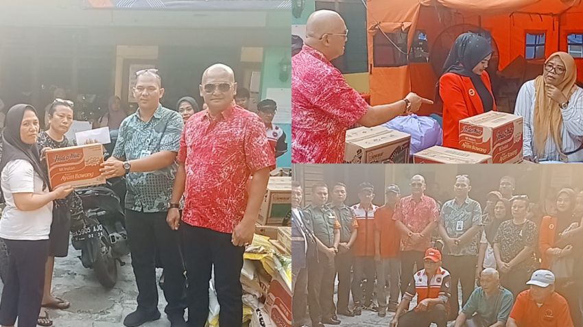 Robi Barus dan Istri Serahkan Bantuan untuk Korban Kebakaran Asrama Kobek Kesawan