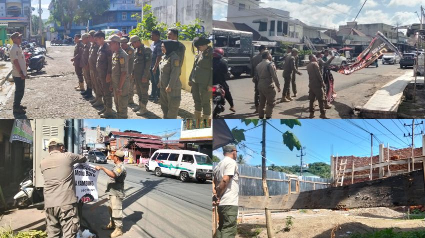 Satpol PP Kota Padangsidimpuan Gelar Penertiban Spanduk dan Pengawasan IMB, Tegakkan Perda dan Perwal