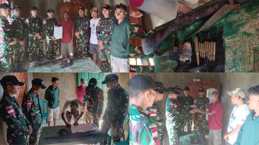 Satgas Yonif 741/GN Pos Fohuk Kembali Amankan Granat, Senjata dan Munisi dari Warga Perbatasan