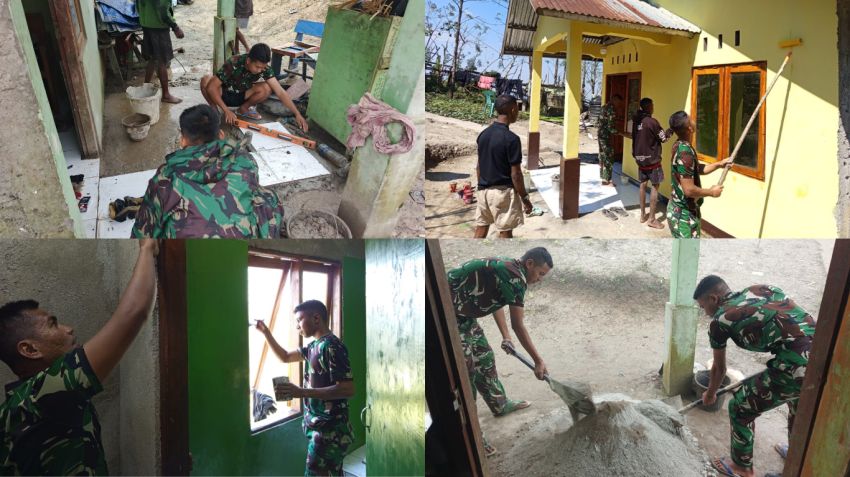 Wujud Terima Kasih, Satgas Yonif 741/GN Pos Lakmars Renovasi Rumah Warga di Perbatasan Belu