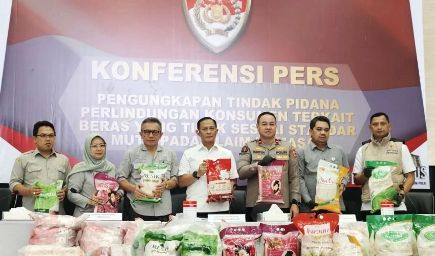 Satgas Pangan Polri Ungkap 3 Produsen Beras Oplosan, 201 Ton Beras Disita