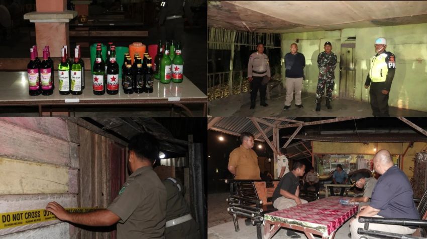Satpol PP Padang Lawas Utara Razia Tempat Hiburan Malam, Puluhan Botol Miras Disita