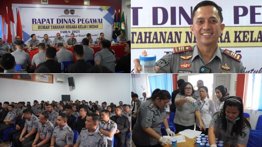 Rutan Kelas I Medan Gelar Tes Urine Usai Rapat Dinas, Seluruh Hasil Negatif