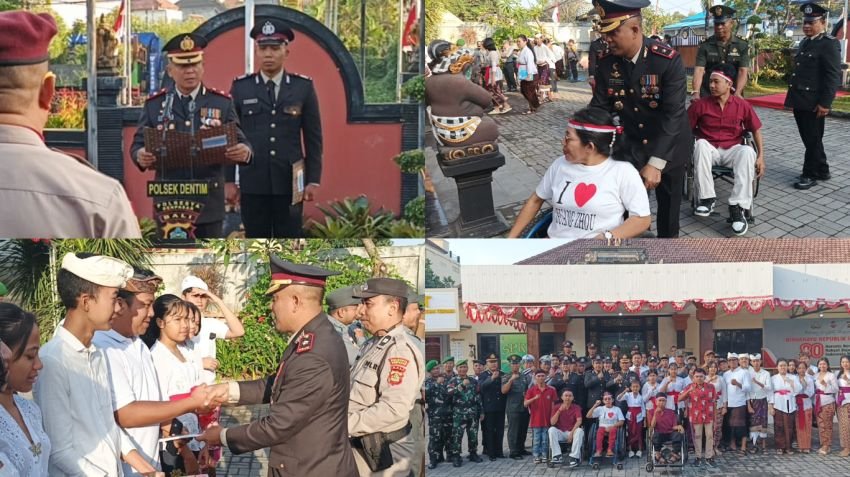 Upacara HUT RI ke-80 di Polsek Denpasar Timur: Forkopimcam, Pelajar dan Warga Disabilitas Bersatu Memperingati Kemerdekaan