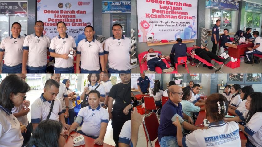 Wujud Kepedulian di Hari Kemerdekaan! Rutan Kelas I Medan Gelar Senam, Donor Darah, dan Cek Kesehatan Gratis