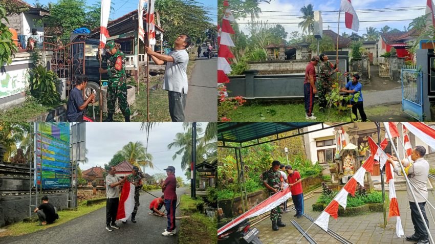 Semarak Merah Putih di Jembrana, Babinsa Ajak Warga Kibarkan Bendera Sepanjang Agustus