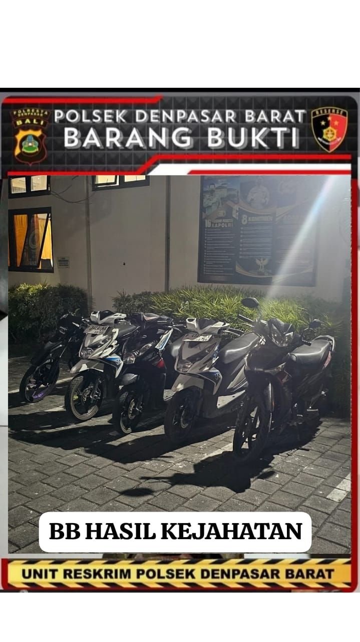 Unit Reskrim Polsek Denpasar Barat Amankan Pelaku Curanmor, Sudah Beraksi di 5 Lokasi