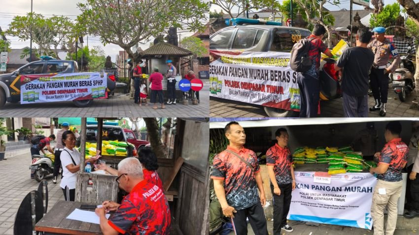 Antusias Warga Tinggi, Polsek Denpasar Timur Distribusikan 1 Ton Beras Murah Sambut HUT RI ke-80